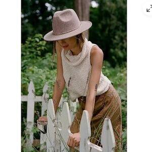 Anthropologie Link Trimmed Fedora Hat 100% Wool / Casual Classic Boho Western